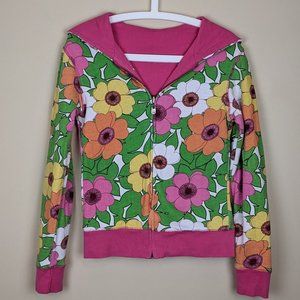 Aeropostale Girls Reversible Floral Zip-up Hoodie